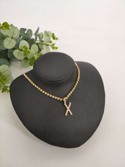 2025 0225  English letter necklace ins women's New with rhinestone pendant simple alloy neck chain necklace