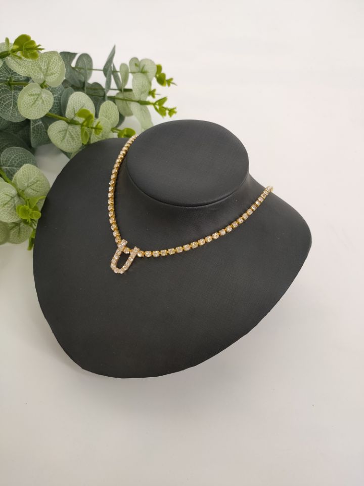 2025 0225  English letter necklace ins women's New with rhinestone pendant simple alloy neck chain necklace