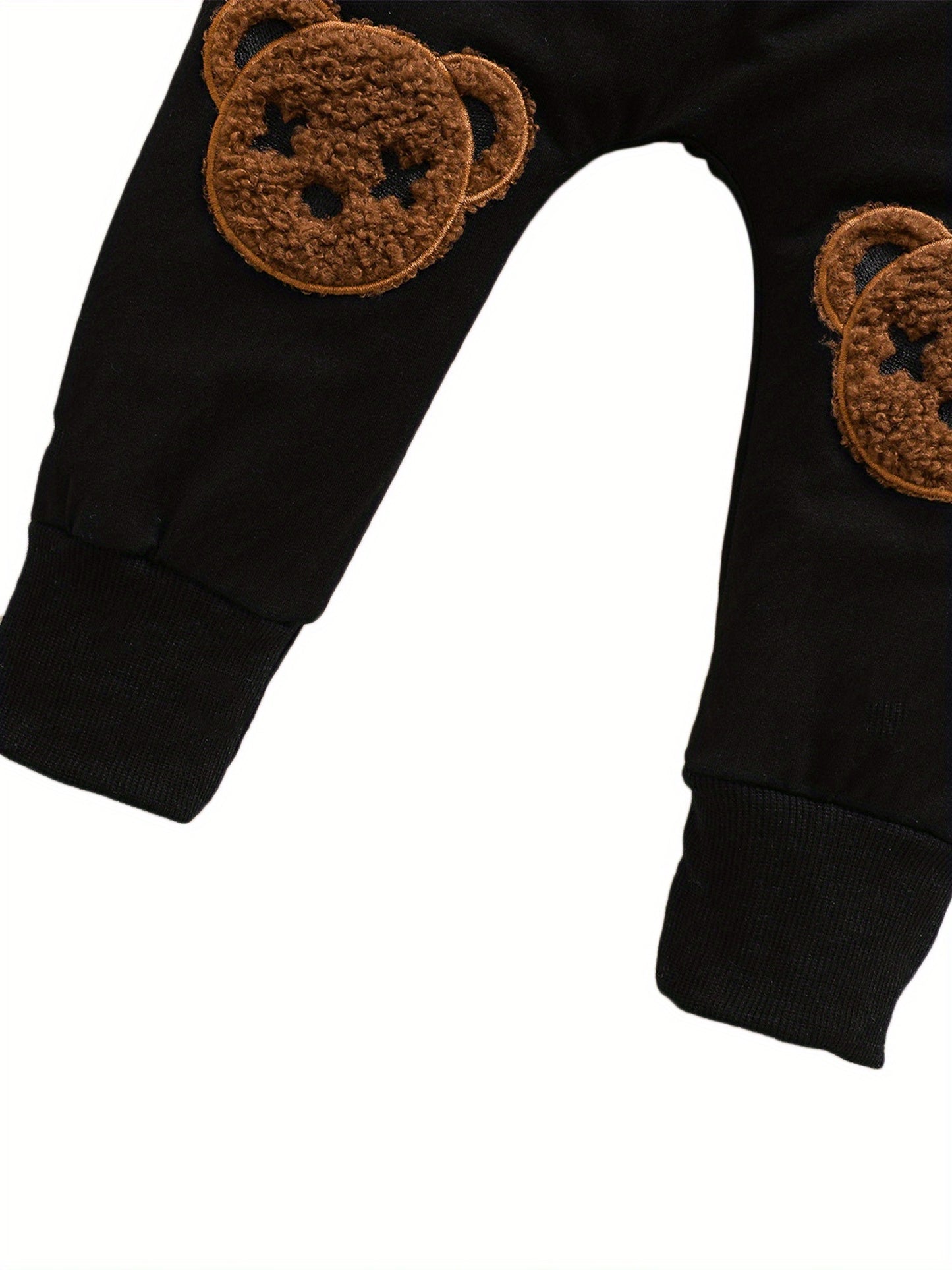 1-5 Years Kids Boys Autumn Spring Tracksuit, Fluffy Cartoon Bear O-Neck Long Sleeves Sweatshirt + Elastic Waist Pants for Little Boys