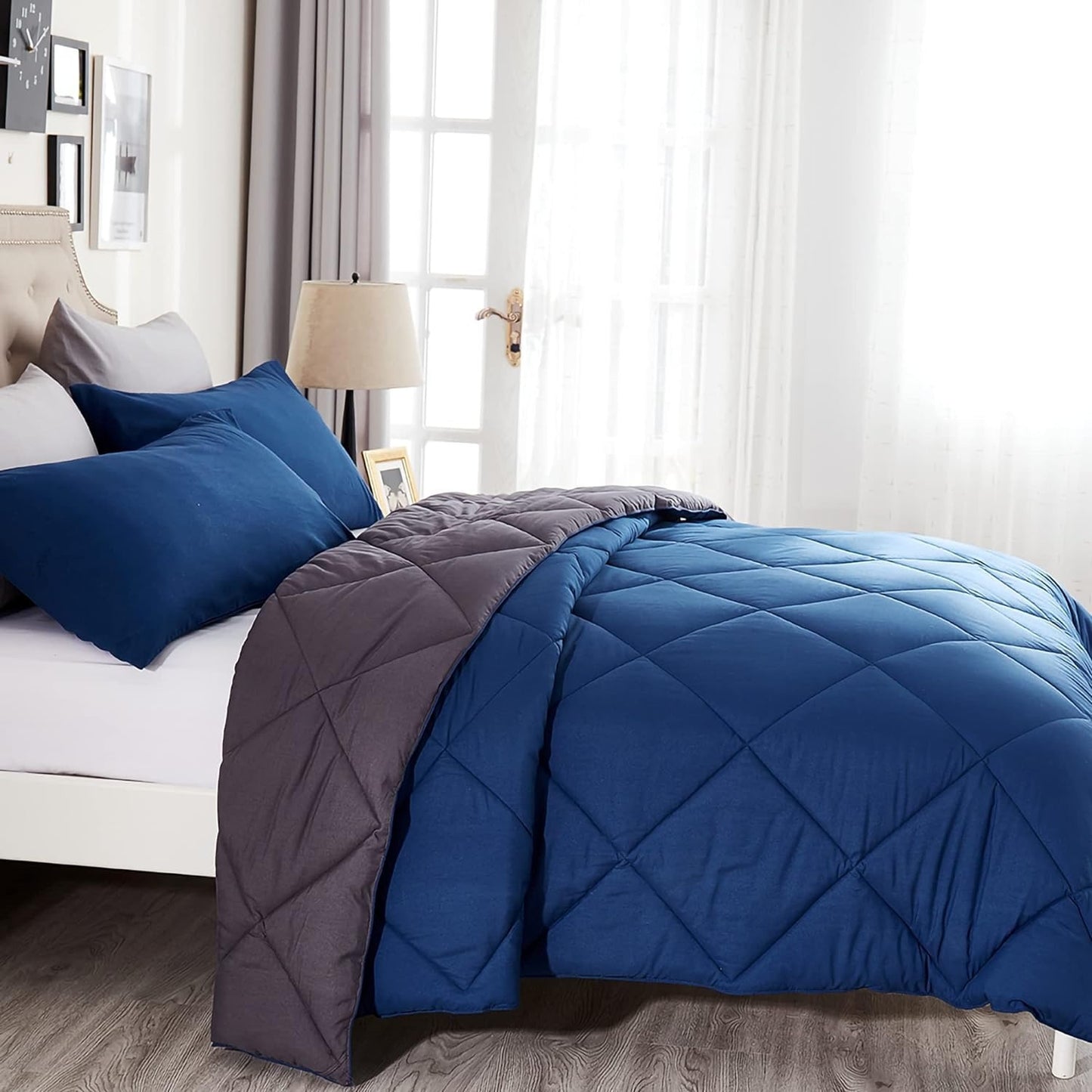 3-Piece Luxurious Comforter Set - Ultra Soft, Breathable, and Comfortable Quilted Duvet Insert with 2 Pillow Shams - Soft Bedding for All Seasons, Hypoallergenic, and Easy Care