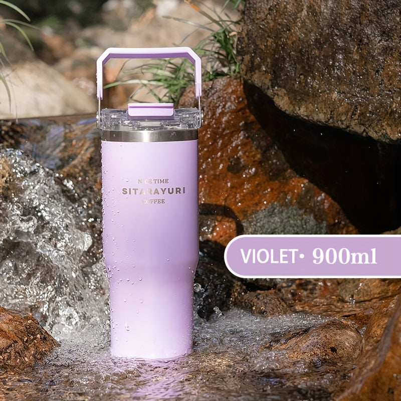 ZF002 Double Drinking Portable Insulation Cup 30.43oz Stainless Steel Material Double Drinking Design Outdoor Household Universal