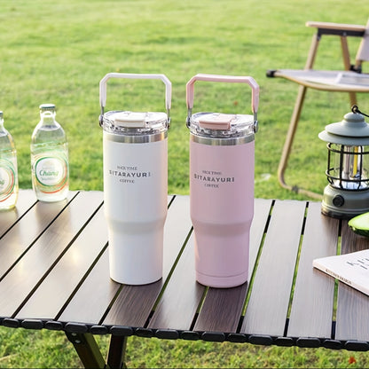 ZF002 Double Drinking Portable Insulation Cup 30.43oz Stainless Steel Material Double Drinking Design Outdoor Household Universal