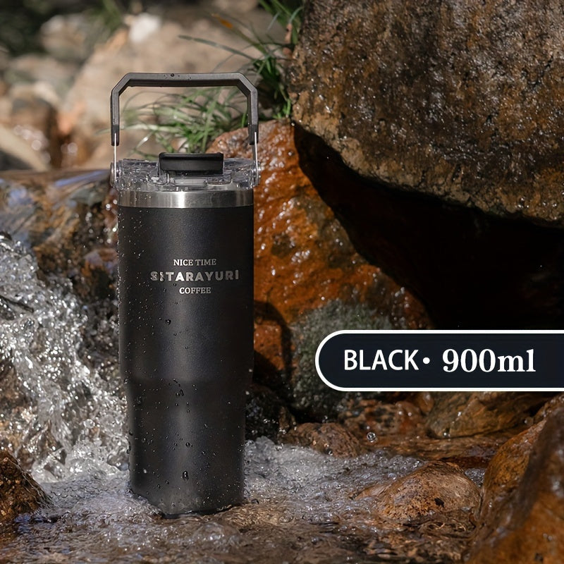 ZF002 Double Drinking Portable Insulation Cup 30.43oz Stainless Steel Material Double Drinking Design Outdoor Household Universal