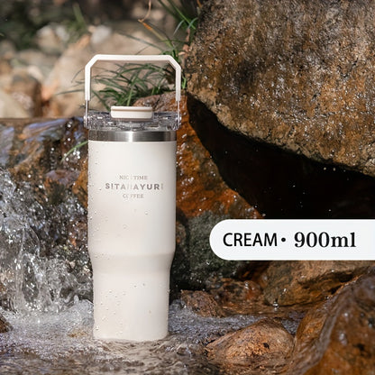 ZF002 Double Drinking Portable Insulation Cup 30.43oz Stainless Steel Material Double Drinking Design Outdoor Household Universal