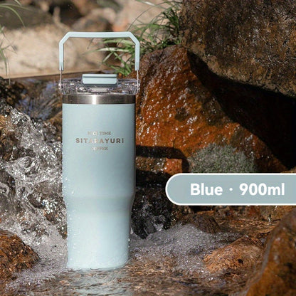 ZF002 Double Drinking Portable Insulation Cup 30.43oz Stainless Steel Material Double Drinking Design Outdoor Household Universal