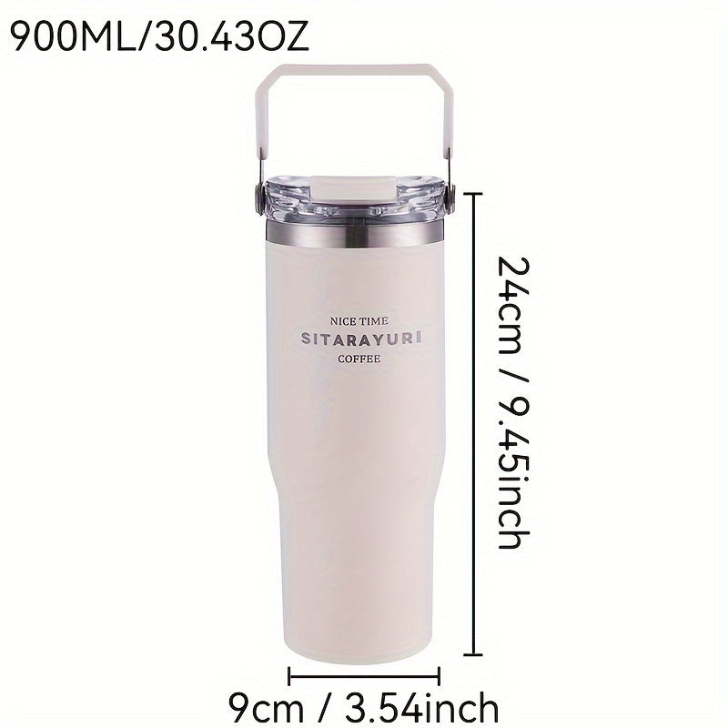 ZF002 Double Drinking Portable Insulation Cup 30.43oz Stainless Steel Material Double Drinking Design Outdoor Household Universal