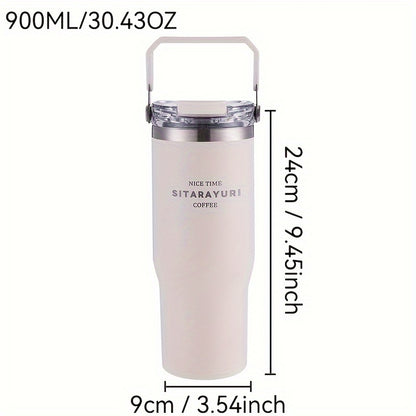 ZF002 Double Drinking Portable Insulation Cup 30.43oz Stainless Steel Material Double Drinking Design Outdoor Household Universal