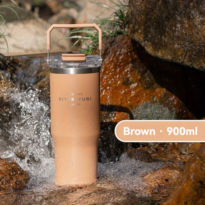 ZF002 Double Drinking Portable Insulation Cup 30.43oz Stainless Steel Material Double Drinking Design Outdoor Household Universal