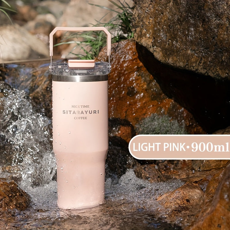 ZF002 Double Drinking Portable Insulation Cup 30.43oz Stainless Steel Material Double Drinking Design Outdoor Household Universal