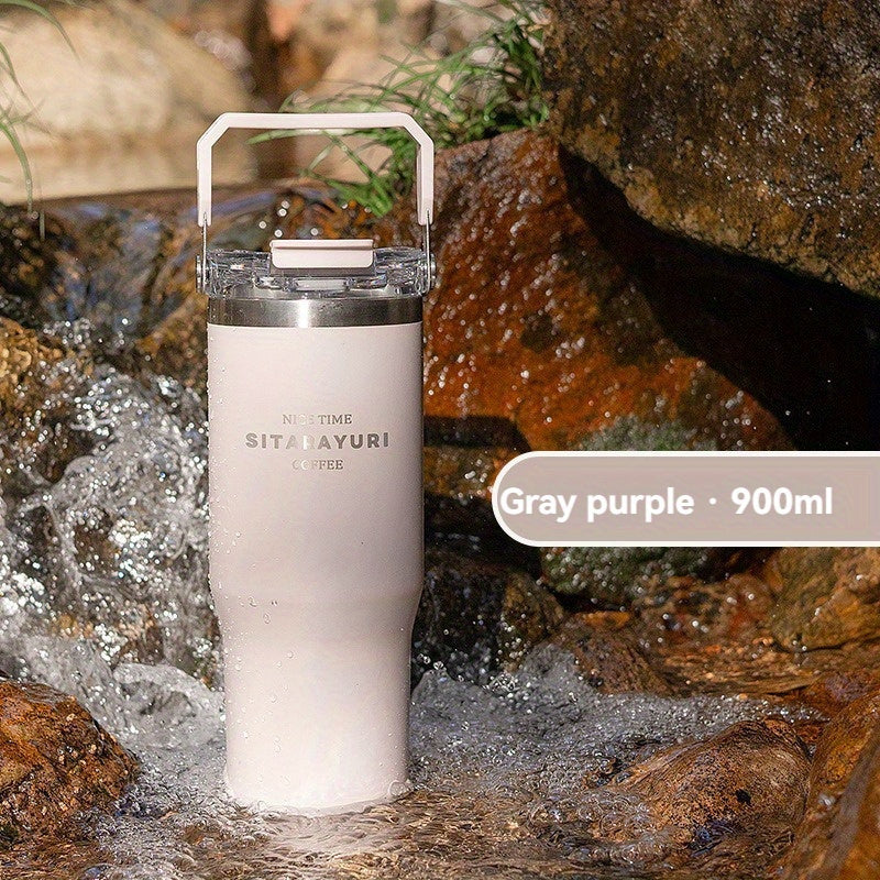 ZF002 Double Drinking Portable Insulation Cup 30.43oz Stainless Steel Material Double Drinking Design Outdoor Household Universal