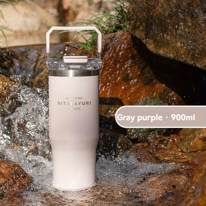 ZF002 Double Drinking Portable Insulation Cup 30.43oz Stainless Steel Material Double Drinking Design Outdoor Household Universal