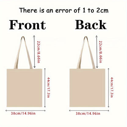 Christmas-Themed Women's Fashion Canvas Tote Bag - Machine Washable, Open Top