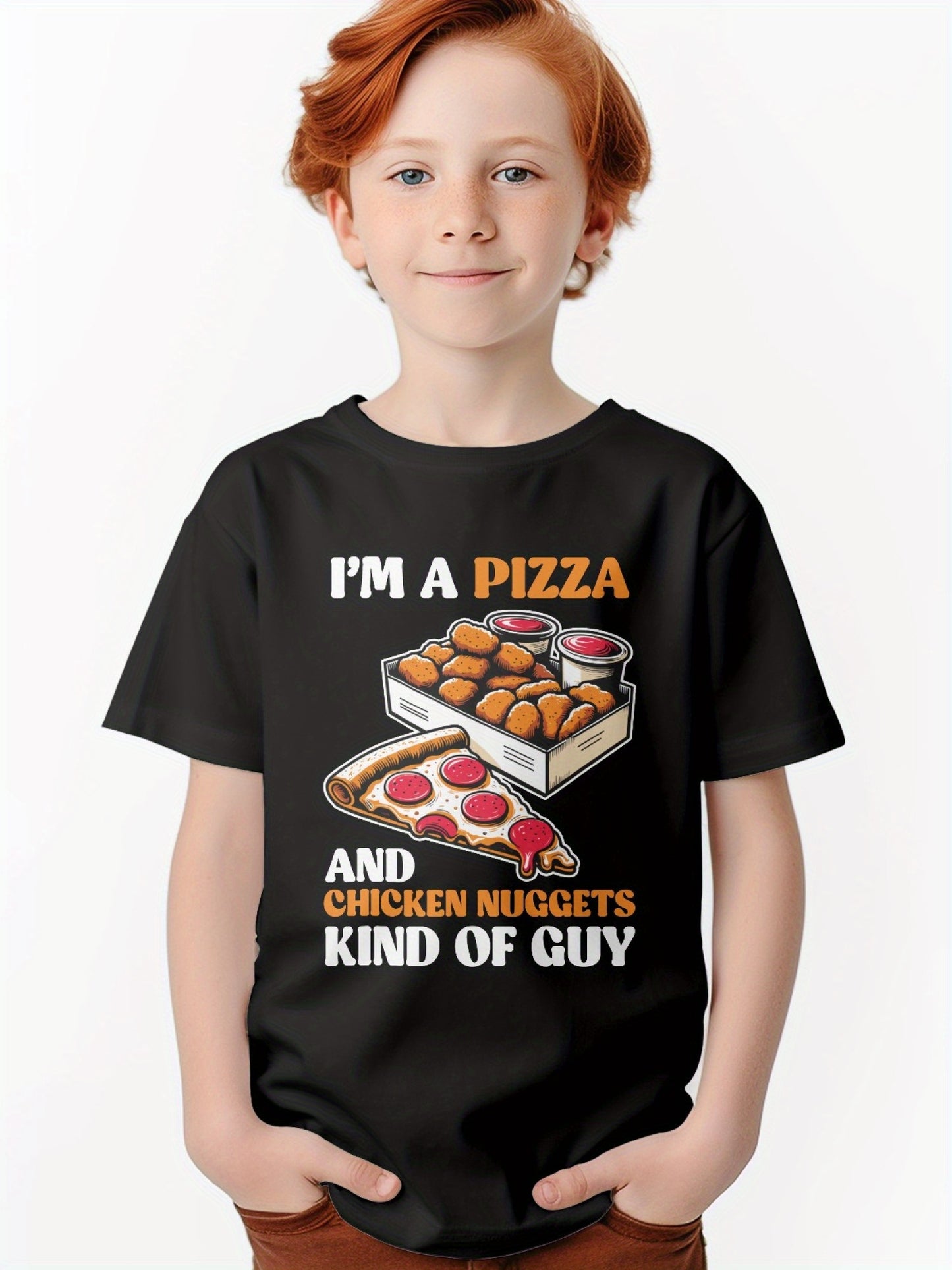 1Pc Soft Cotton Black Christmas Boys Funny Print Design T-Shirt, Machine Washable, Slightly Stretchable, Best Gift for Boys