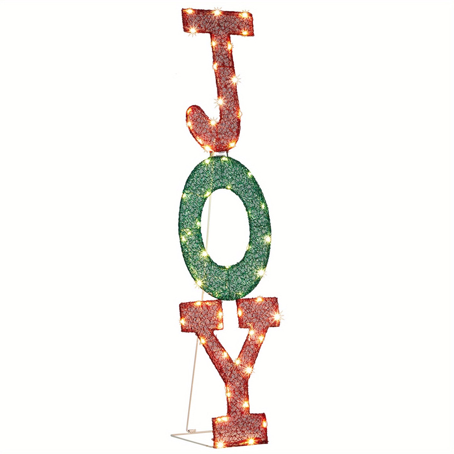 1pc Festive USB Powered Joy Sign, Freestanding Holiday Decoration with LED Lights, Durable Plastic Outdoor Christmas Ornament, ≤36V Operation, No Feathers