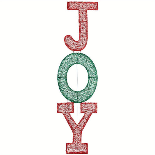 1pc Festive USB Powered Joy Sign, Freestanding Holiday Decoration with LED Lights, Durable Plastic Outdoor Christmas Ornament, ≤36V Operation, No Feathers