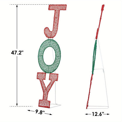 1pc Festive USB Powered Joy Sign, Freestanding Holiday Decoration with LED Lights, Durable Plastic Outdoor Christmas Ornament, ≤36V Operation, No Feathers