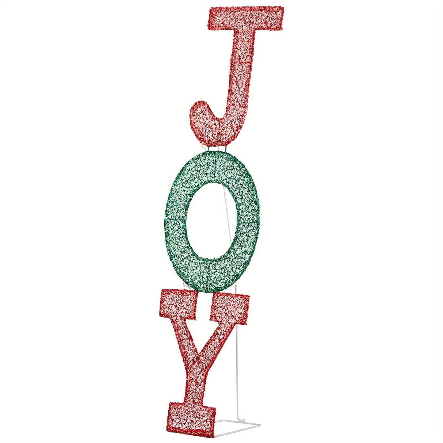 1pc Festive USB Powered Joy Sign, Freestanding Holiday Decoration with LED Lights, Durable Plastic Outdoor Christmas Ornament, ≤36V Operation, No Feathers