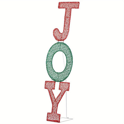1pc Festive USB Powered Joy Sign, Freestanding Holiday Decoration with LED Lights, Durable Plastic Outdoor Christmas Ornament, ≤36V Operation, No Feathers