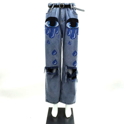 Women's Jeans Ruched Denim Blue High Wait Stacked Pants Autumn  y2k Women Clothing Streetwear Jeans Fashion Skinny Pockets Trousers J230605