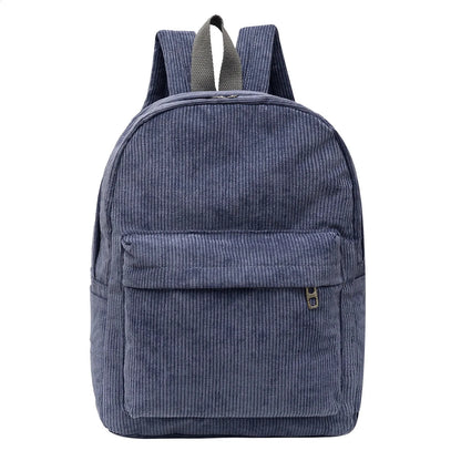Personalised Embroidery Simple Backpack Corduroy School BackpacksSolid Color Casual Bookbag Travel 240425