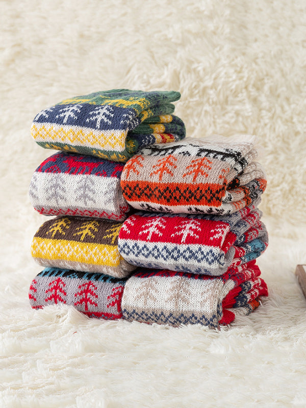 xakxx Knitting Keep Warm Printed Leg Warmers Accessories