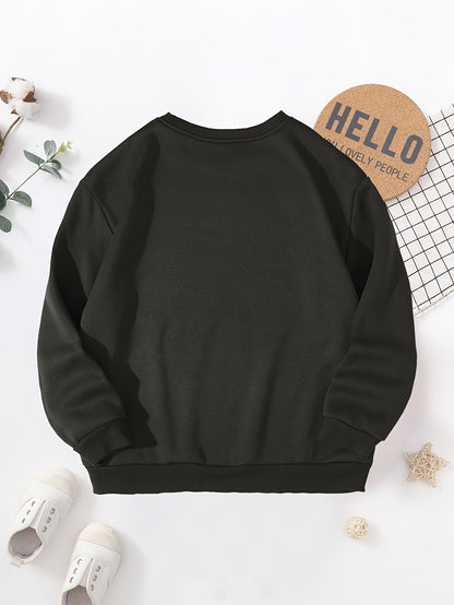 Boys' Cozy Fleece-Lined Christmas Fire Truck Print Sweatshirt - Casual Long Sleeve Pullover for Fall/Winter