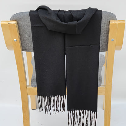 Classic Autumn and Winter Lightweight Solid Color Men's Long Scarf - Fashionable Warm Neck Wrap Shawl for Outdoor Comfort, 100% Polyester, Mature Style, Non-Stretch, Woven Craftsmanship, Decorative - Suitable for Casual Weekend Use