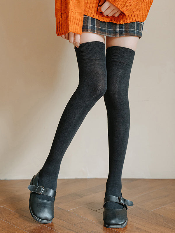 xakxx Casual Skinny Leg Solid Color Stockings Accessories
