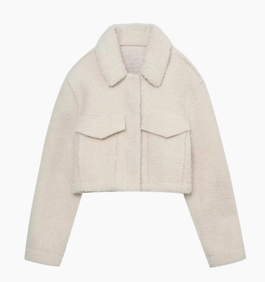 xakxx Winter New Fur Blend Coat Women Laple Loose Pocket Long Sleeve Warm Trick Fashion Coats Female