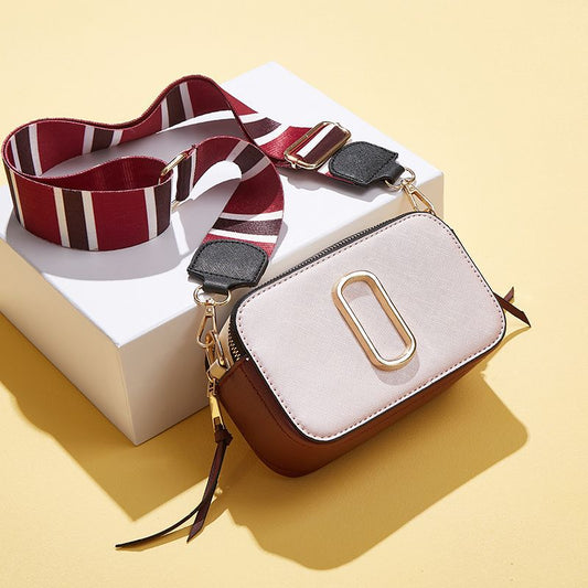 2025 Spring and summer small bag popular new PU texture wide shoulder strap single shoulder crossbody small square bag fashionable versatile ins women's bag