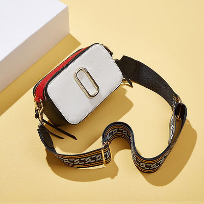 2025 Spring and summer small bag popular new PU texture wide shoulder strap single shoulder crossbody small square bag fashionable versatile ins women's bag