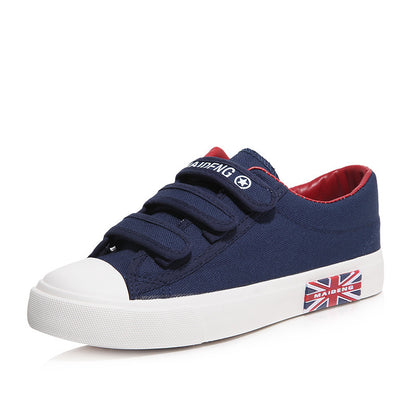 xakxx Large Wholesale Low-Top Velcro Women's Canvas Shoes Flat Solid Color Student Shoes Couple Union Flag Fashionable Ladies Shoes