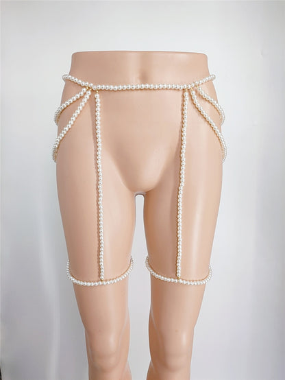 2025 Waist chain  Popular trade supply factory straight hair wild pearl multi-layer waist chain thigh chain fb1641
