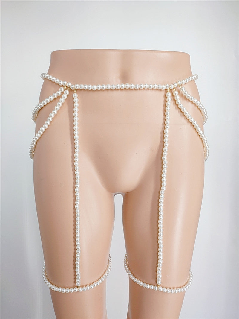 2025 Waist chain  Popular trade supply factory straight hair wild pearl multi-layer waist chain thigh chain fb1641