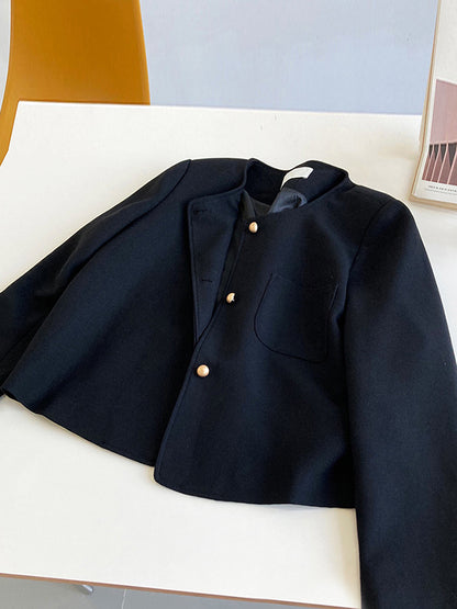 xakxx Original Creation Long Sleeves Loose Buttoned Solid Color Round-Neck Outerwear