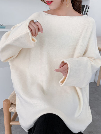 xakxx Simple Solid Color Round-Neck Sweater