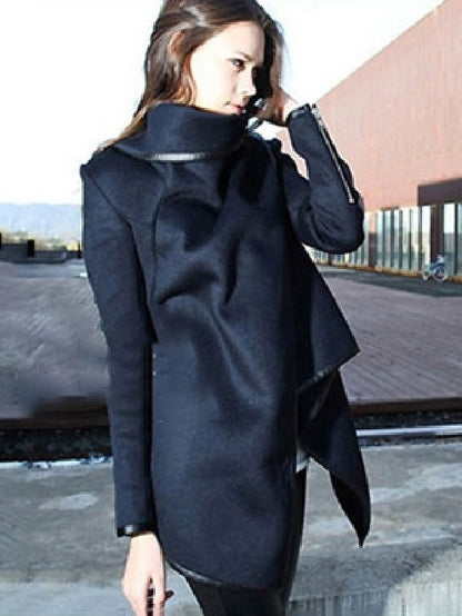 xakxx Original Asymmetric Split-Joint High-Neck Woolen Coat