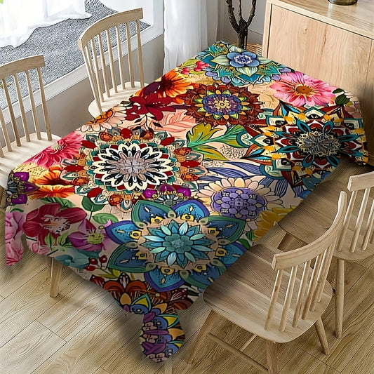 1pc Vintage Floral Tablecloth - Durable, Waterproof, Oil-Proof, and Washable - Perfect for Picnic, Camping, Weddings, Birthday Parties, Restaurants, and Buffet Dinners with Easy Clean Design