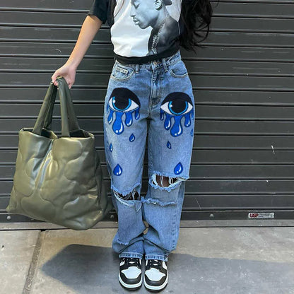 Women's Jeans Ruched Denim Blue High Wait Stacked Pants Autumn  y2k Women Clothing Streetwear Jeans Fashion Skinny Pockets Trousers J230605