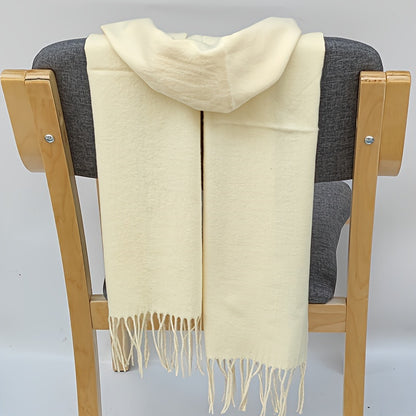 Classic Autumn and Winter Lightweight Solid Color Men's Long Scarf - Fashionable Warm Neck Wrap Shawl for Outdoor Comfort, 100% Polyester, Mature Style, Non-Stretch, Woven Craftsmanship, Decorative - Suitable for Casual Weekend Use