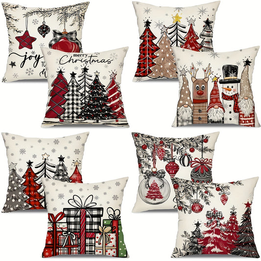 2pcs, Christmas Throw Pillow Covers, 18in*18in Christmas Tree Decorative Home Decor Cushion Covers, Farmhouse Winter Holiday Home Decor Pillowcases, For Porch Patio Couch Sofa Living Room Outdoor, Without Pillow Inserts