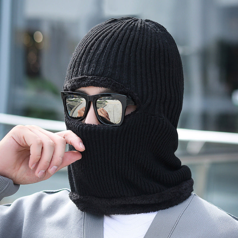 1pc  Hat Scarf All-in-one Men's Winter Hooded Scarf Lei Feng Hat  Plus Velvet Thickened Warm Windproof Mask Cycling Cold Protection