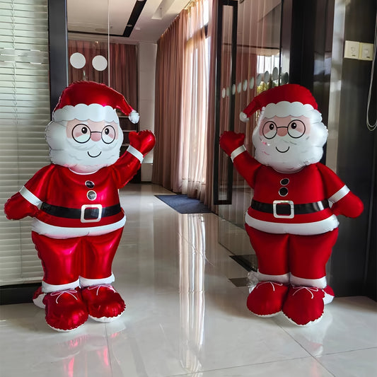 2-Pack Self-Sealing Aluminum Foil Festive Santa Claus Balloons - No Electricity Required for New Year, Carnival, Christmas, Mardi Gras, Easter, Thanksgiving Parties and Events