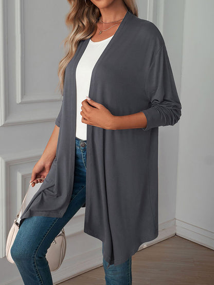 xakxx Long Sleeves Loose Solid Color Statement Collar Outerwear