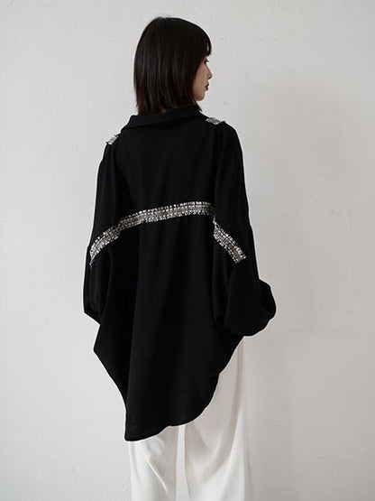 xakxx Loose Cropped Black Light Shirts Blouses