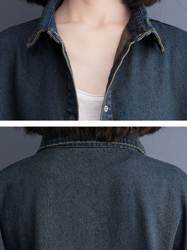 xakxx Long Sleeves Loose Split-Joint Lapel Outerwear
