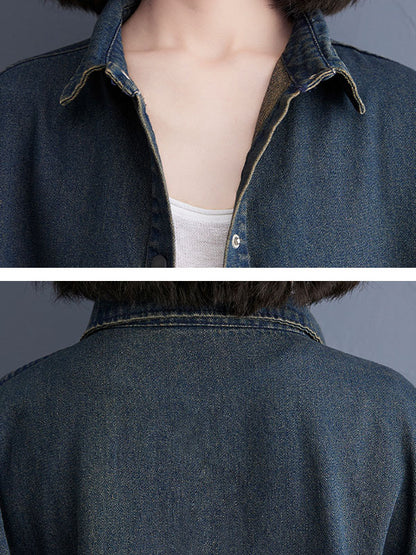 xakxx Long Sleeves Loose Split-Joint Lapel Outerwear