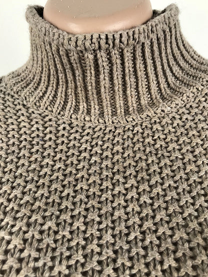 xakxx Casual Long Sleeves Solid Color High-Neck Sweater Tops