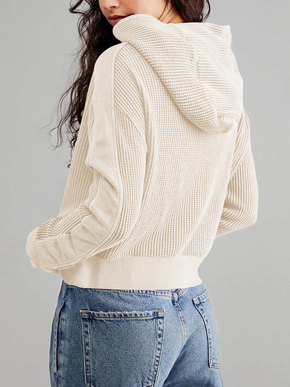 xakxx Long Sleeves Loose Zipper Hooded Jackets Outerwear
