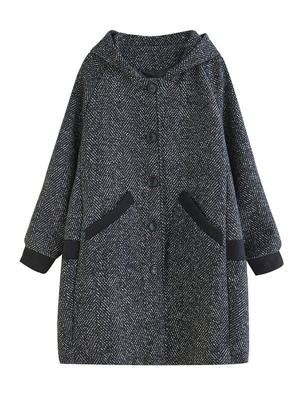 xakxx Original Creation Long Sleeves Loose Keep Warm Hooded Outerwear